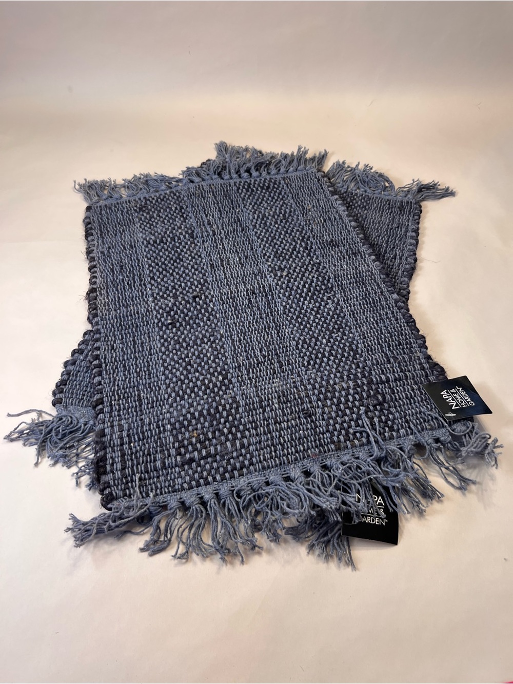 NAPA Home & Garden Jute Placemats Set of 4 – Blue Rustic Farmhouse Fringe